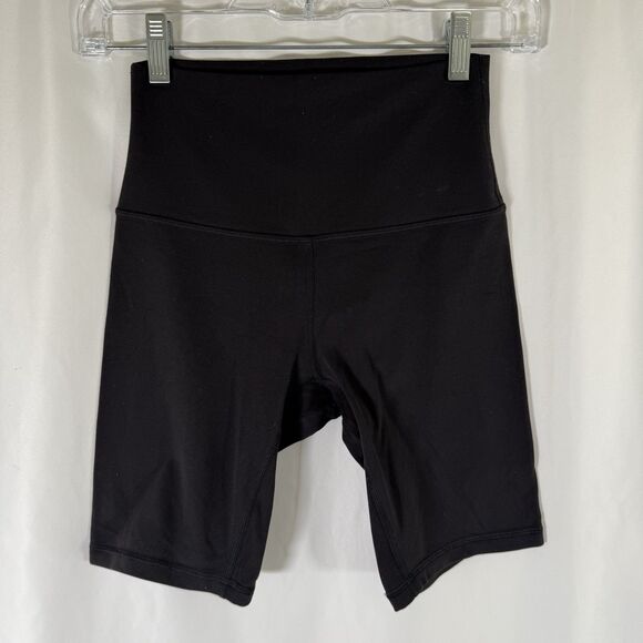 Lululemon Biker Shorts Women's 4 SOlid Black Pull On Stretch - Picture 1 of 10